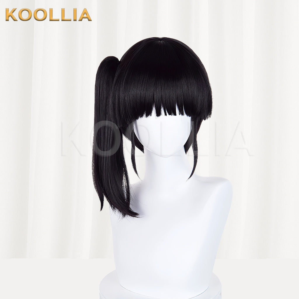 Peruca básica de cabelo preto curto Tsuyuri Kanawo Demon Slayer