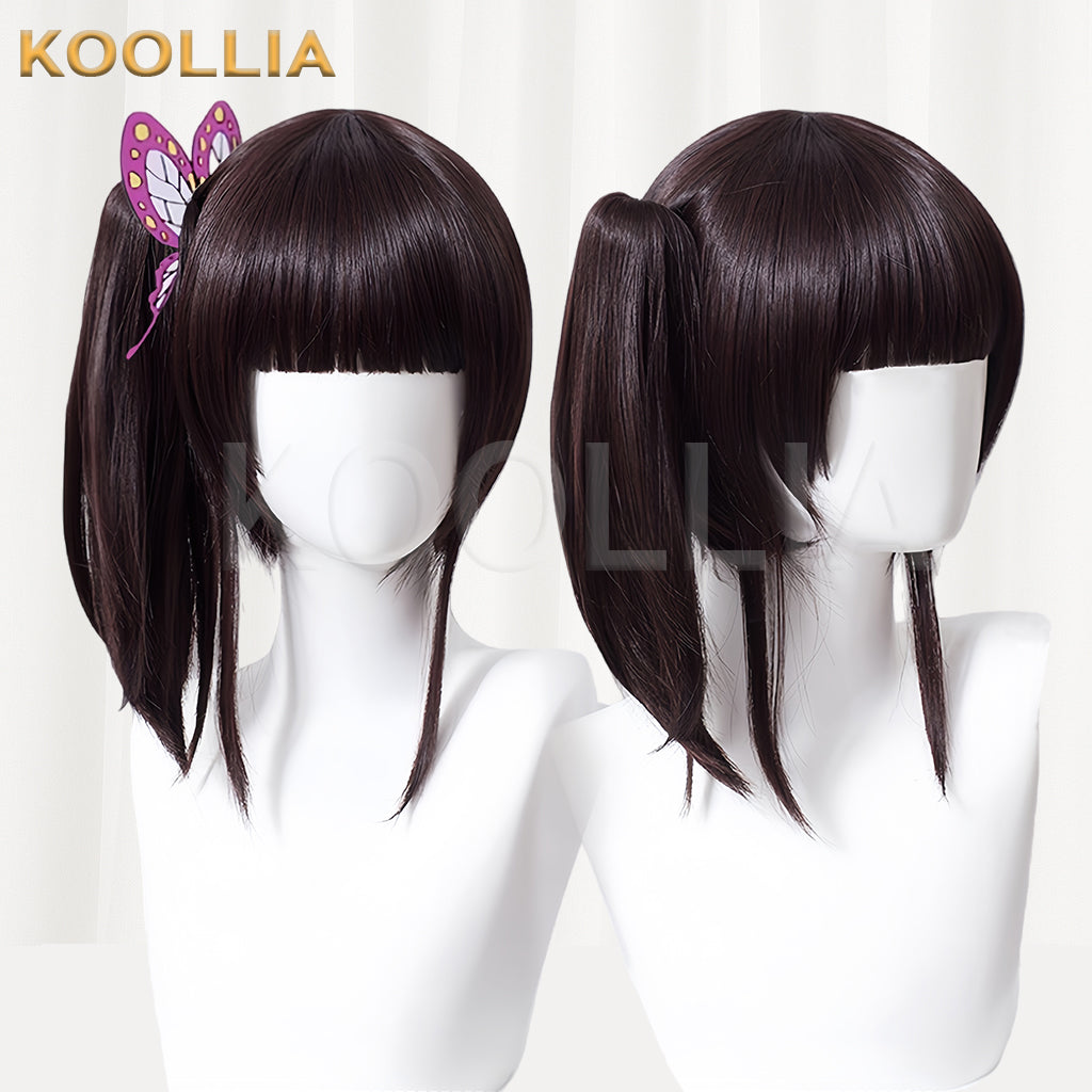 Peruca básica de cabelo preto curto Tsuyuri Kanawo Demon Slayer