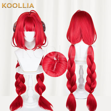 Zenless Zone Zero Ukinami Yuzuha Long Red Hair Basic Wig - KOOLLIA