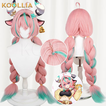 Genshin Impact Varesa Long Pink Green Hair Basic Wig - KOOLLIA