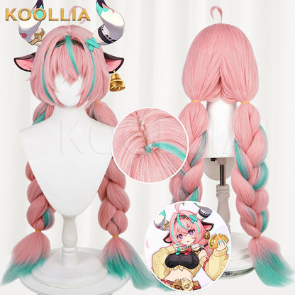 Genshin Impact Varesa Long Pink Green Hair Basic Wig