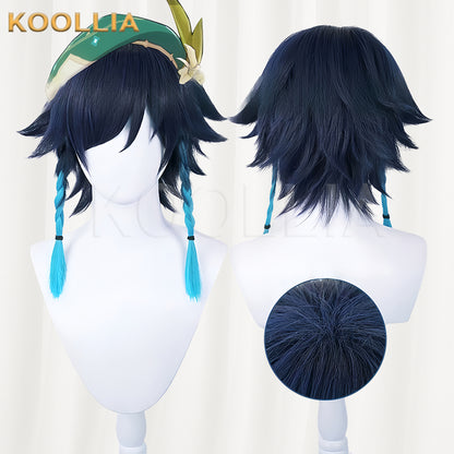 Genshin Impact Barbatos/Venti Long Blue Hair Basic Wig