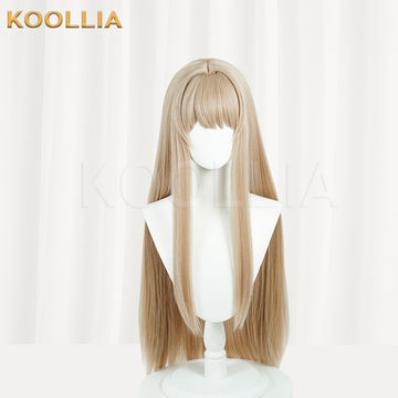 Front view of NIKKE: The Goddess of Victory Viper long linen blonde hair basic wig