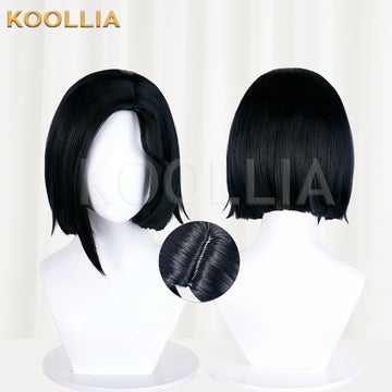 Multi-angle display of Valorant Viper short black hair basic wig