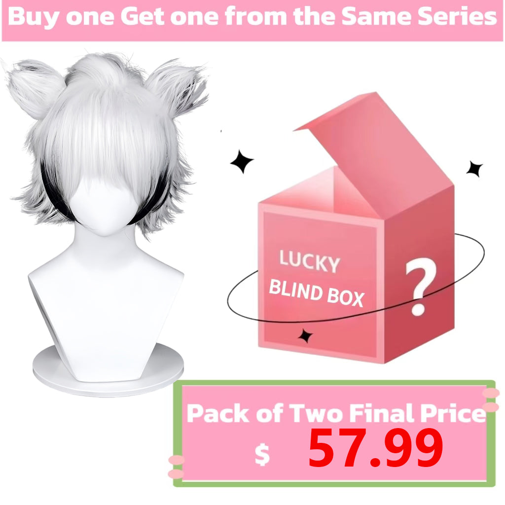 Zenless Zone Zero Von Lycaon Short White Black Hair Basic Wig