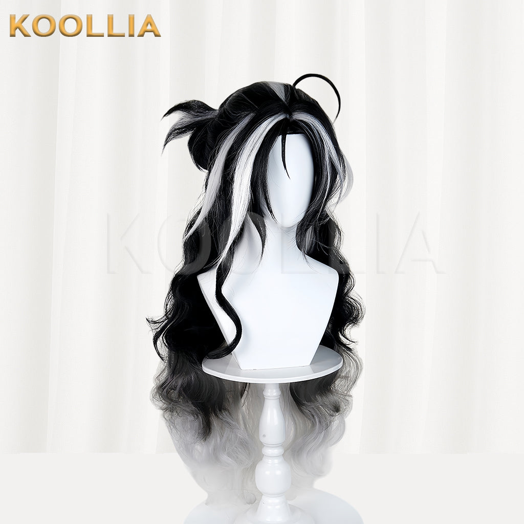 Arknights Wintertime Long Black White Hair Basic Wig