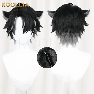 Genshin Impact Wriothesley Short Black Grey Hair Basic Wig - KOOLLIA
