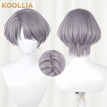 Reverse 1999 X Short Grey Purple Hair Basic Wig - KOOLLIA