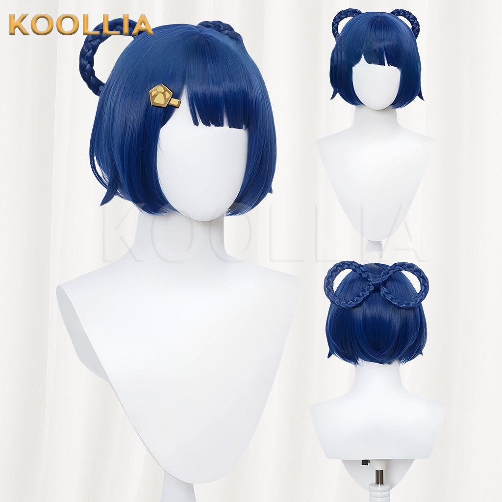 Genshin Impact Xiangling Kurze dunkelblaue Haare Basic Perücke