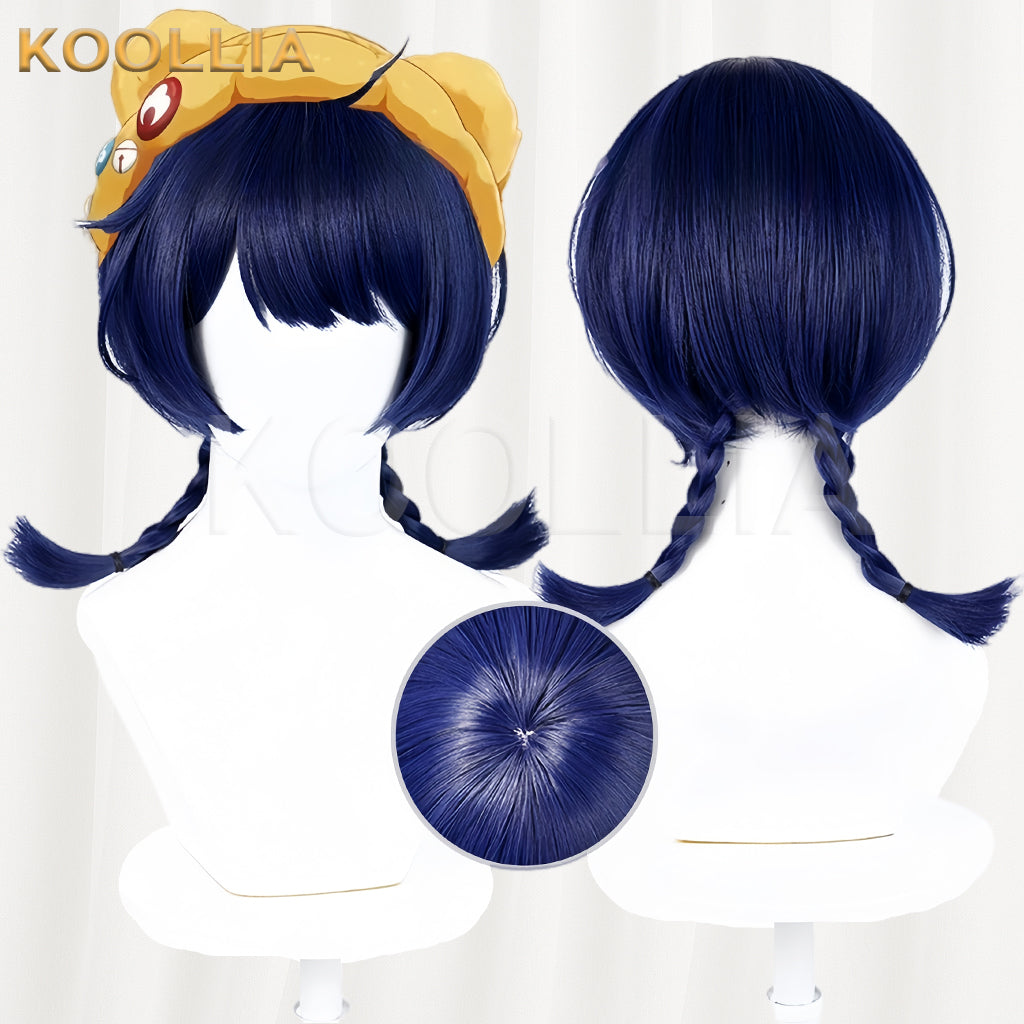 Genshin Impact Xiangling Kurze dunkelblaue Haare Basic Perücke