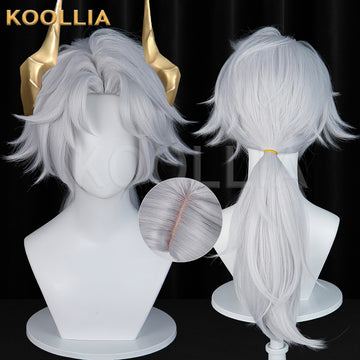 The Paranormal Action Squad Xiaoyao Short White Hair Basic Wig Multi-angle Display by koollia