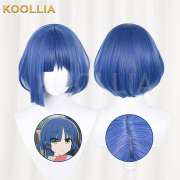 Bocchi The Rock Yamada Ryo Short Blue Hair Basic Wig Multi-angle Display by koollia
