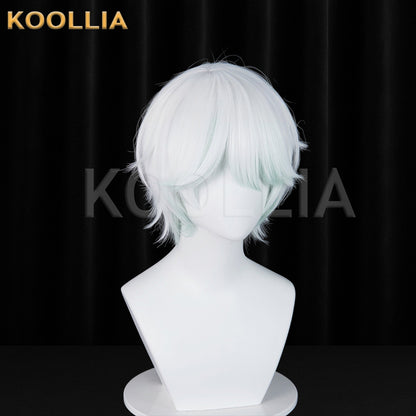 Virtual Singer Yan He Short White Green Hair Basic Wig