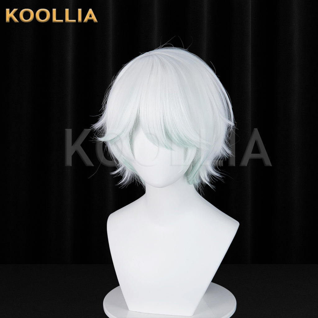 Virtual Singer Yan He Short White Green Hair Basic Wig