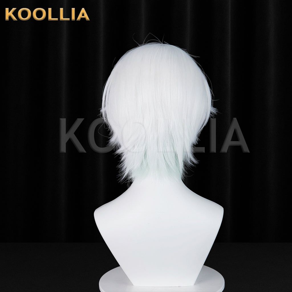 Virtual Singer Yan He Short White Green Hair Basic Wig