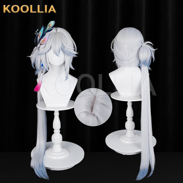 Multi-angle display of Honkai: Star Rail Yaoguang long silver blue hair basic wig