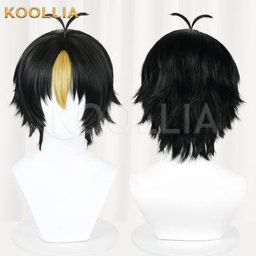 Haikyuu Yu Nishinoya Short Black Golden Hair Basic Wig - KOOLLIA