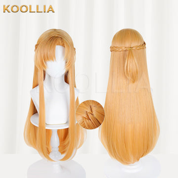 Multi-angle display of Sword Art Online Yuuki Asuna long blonde hair basic wig