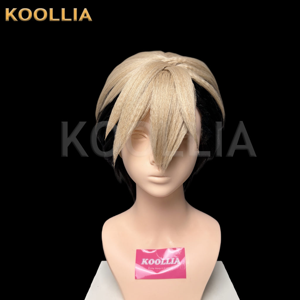 Gachiakuta Zanka Nijiku Short Black Ash-Blonde Hair Basic Wig
