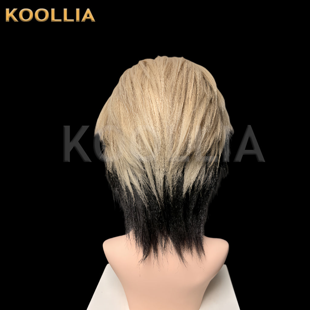 Gachiakuta Zanka Nijiku Short Black Ash-Blonde Styled Basic Wig