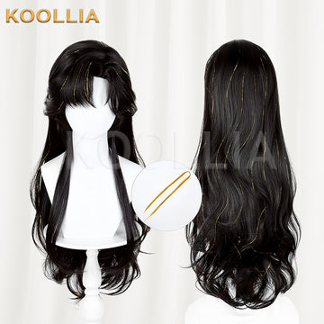 Love and Deepspace Zayne Long Black Hair Basic Wig Multi-angle Display by koollia