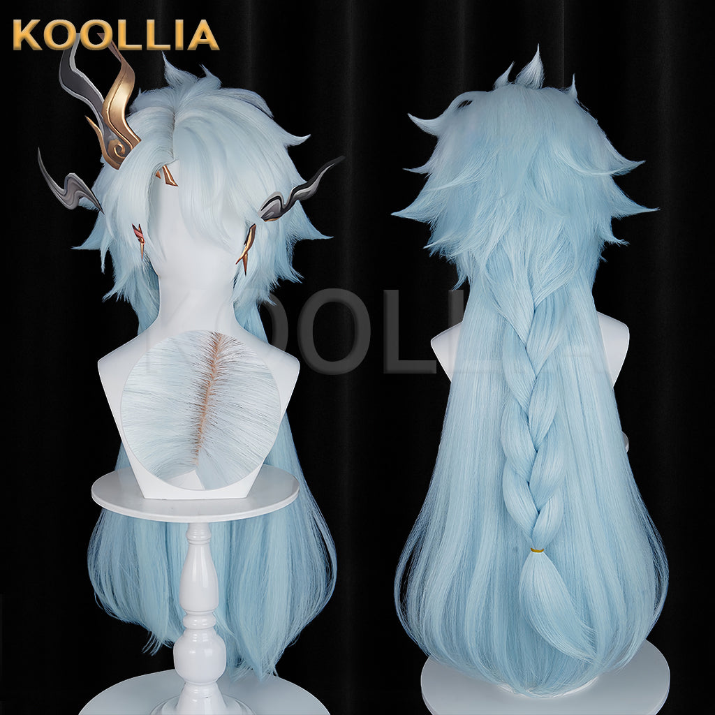 Honor of Kings Zhuge Liang Long Blue Hair Basic Wig