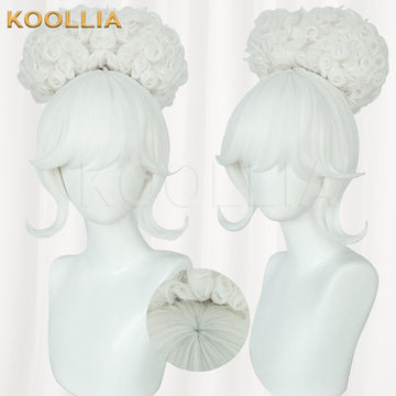Hazbin Hotel Clara Pure White Basic Wig Multi-angle Display by koollia