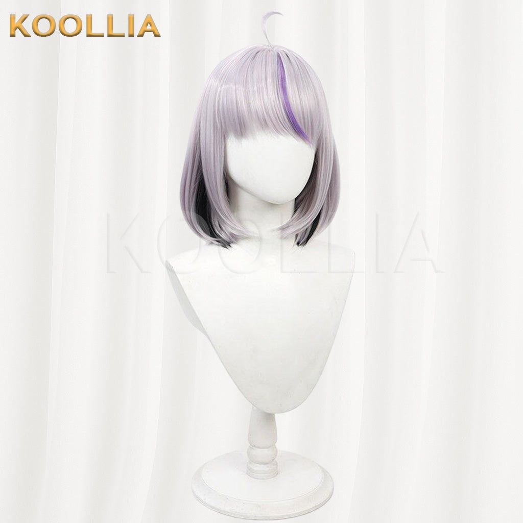Hololive La+ Darknesss Silver Grey With Purple Highlights Basic Wig