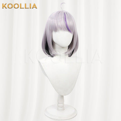 Hololive La+ Darknesss Silver Grey With Purple Highlights Basic Wig