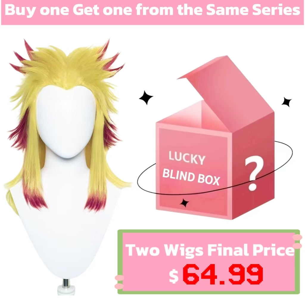 Demon Slayer Rengoku Kyoujurou Long Yellow Red Hair Basic Wig