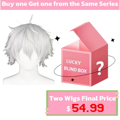 Blue Lock Nagi Seishiro Peruca curta de cabelo branco básico