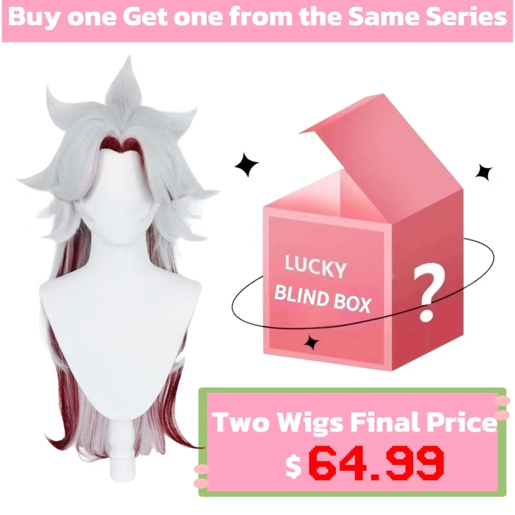 Genshin Impact Arataki Itto Long White Red Hair Basic Wig