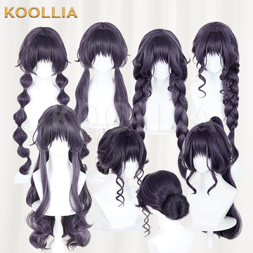 The Fragrant Flower Blooms With Dignity Kaoruko Waguri Long Short Purple Hair Basic Wig - KOOLLIA
