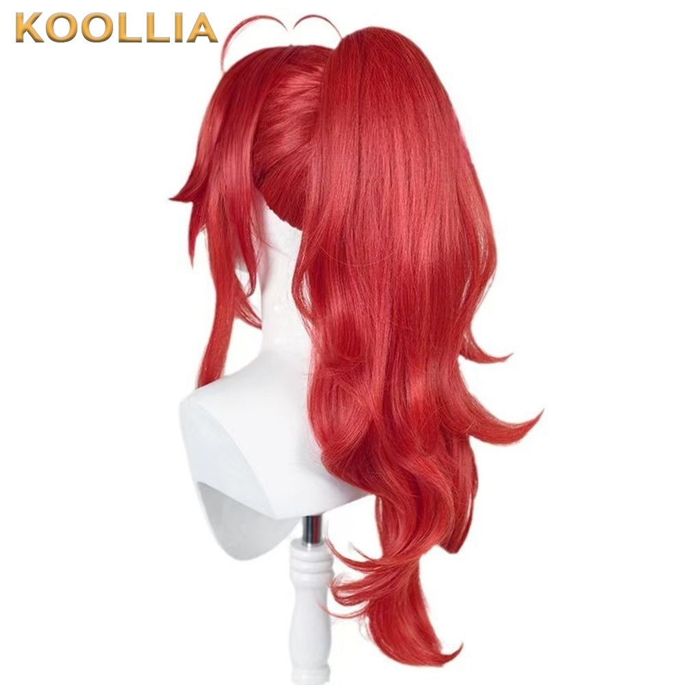 Genshin Impact Diluc Lange rote Haare Basic Perücke