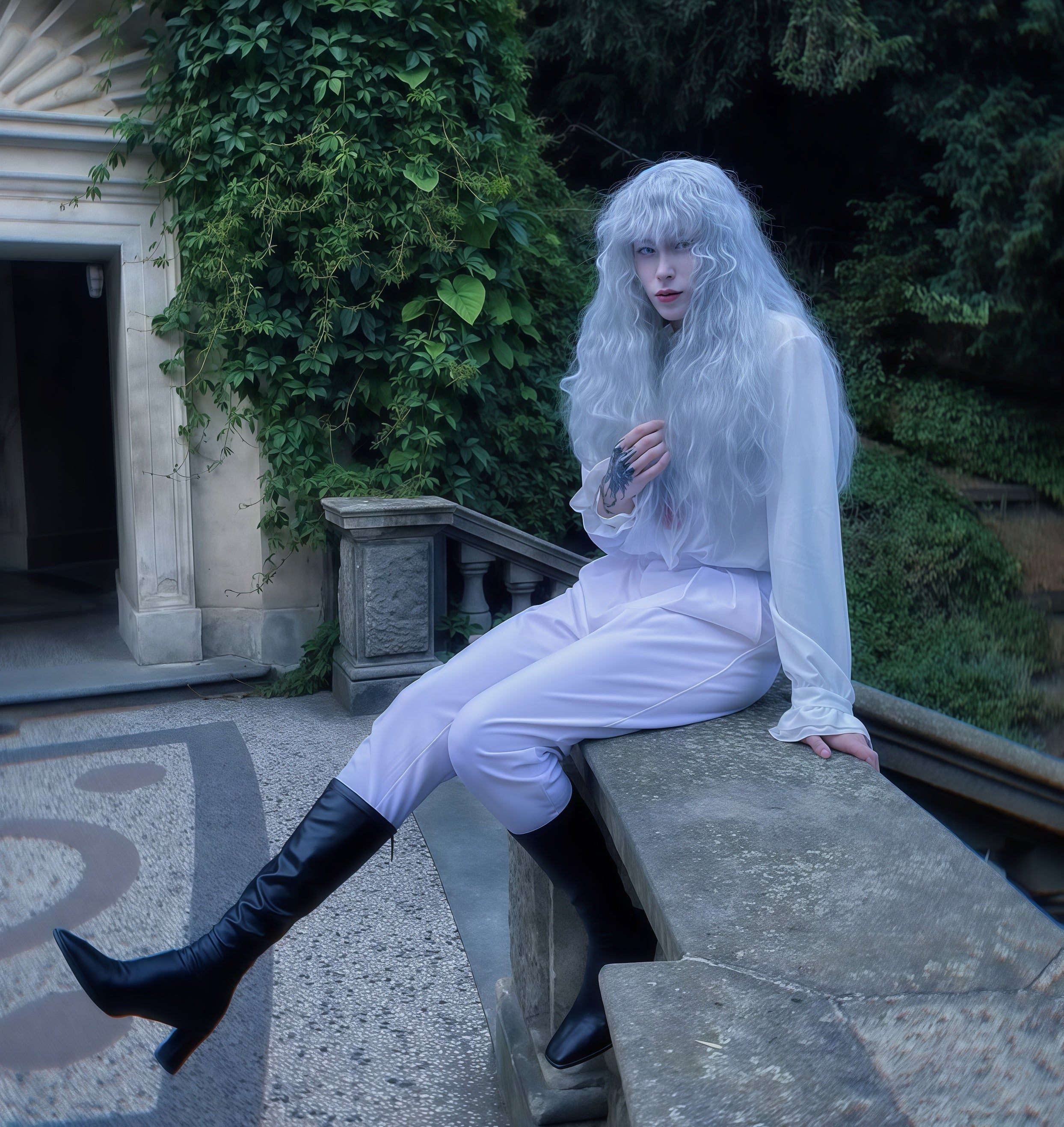 Berserk Griffith – Basic-Perücke mit langen weißen Haaren