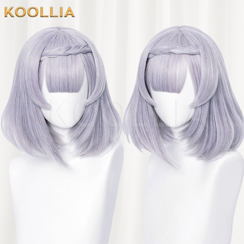 Genshin Impact Noelle Light Gray Purple Bob Basic Wig