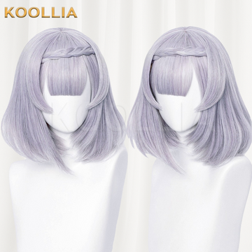 Genshin Impact Noelle Light Gray Purple Bob Basic Wig Multi-angle Display by koollia