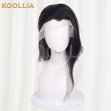Valorant Dark Dream Black Silver Ombre Lace Front Basic Wig Front View by koollia