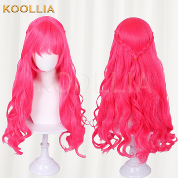 Descendants 5 Wicked Wonderland Hot Pink Long Wavy Basic Wig Multi-angle Display by koollia