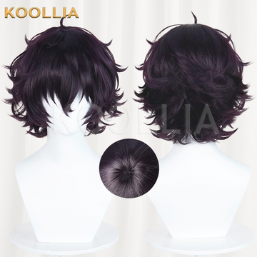 Atelier of Witch Hat Agate Dark Purple Black Short Curly Basic Wig Multi-angle Display by koollia