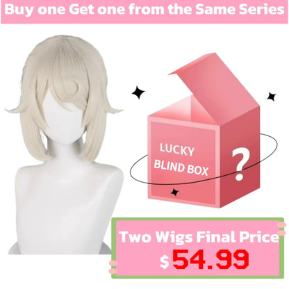 IdentityV Pintor Edgar (Proporção Áurea) Peruca Básica de Cabelo Branco Longo