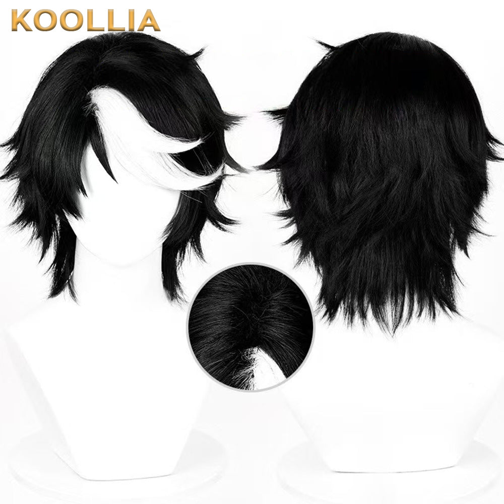 IdentityV Seer Eli Clark (Noir) Short Black White Hair Basic Wig