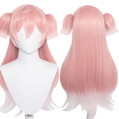 Genshin Impact Yanfei Peruca básica longa de cabelo rosa