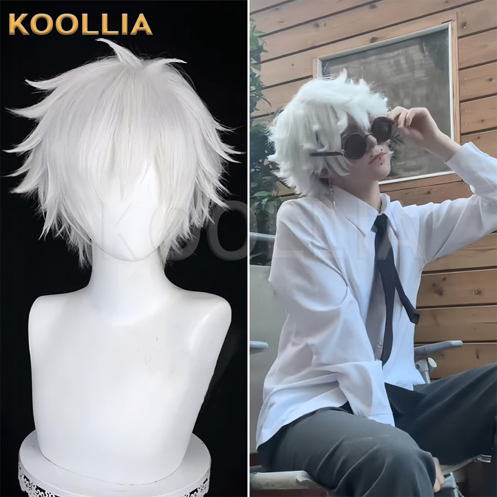 Jujukaitsu Kaisen Satoru Gojo kurze weiße Haare Basic Perücke