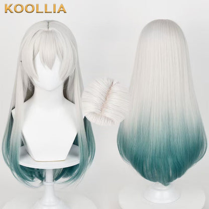 Honkai: Star Rail Firefly Long Grey Green Hair Basic Wig