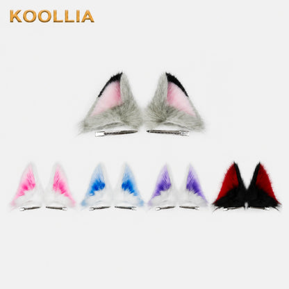 KOOLLIA Fluffy Faux Fur Handmade Cat Ear Hair Clips（PRE-ORDER)