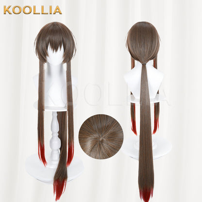 Arknights Amiya Wig Harper’s BAZAAR Dark Brown Red Gradient Low Ponytail Long Straight Basic Wig