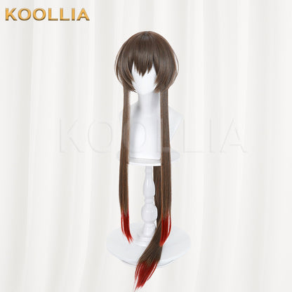 Arknights Amiya Wig Harper’s BAZAAR Dark Brown Red Gradient Low Ponytail Long Straight Basic Wig