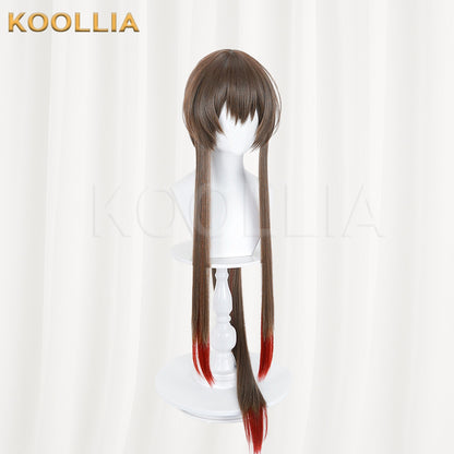 Arknights Amiya Wig Harper’s BAZAAR Dark Brown Red Gradient Low Ponytail Long Straight Basic Wig