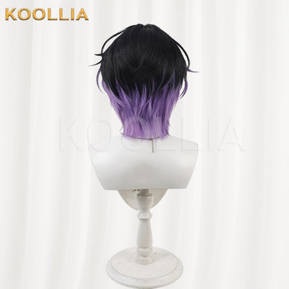 Neo Porte Asakura Shi Black Hair With Purple Highlights Wolf Cut Short Hair Basic Wig